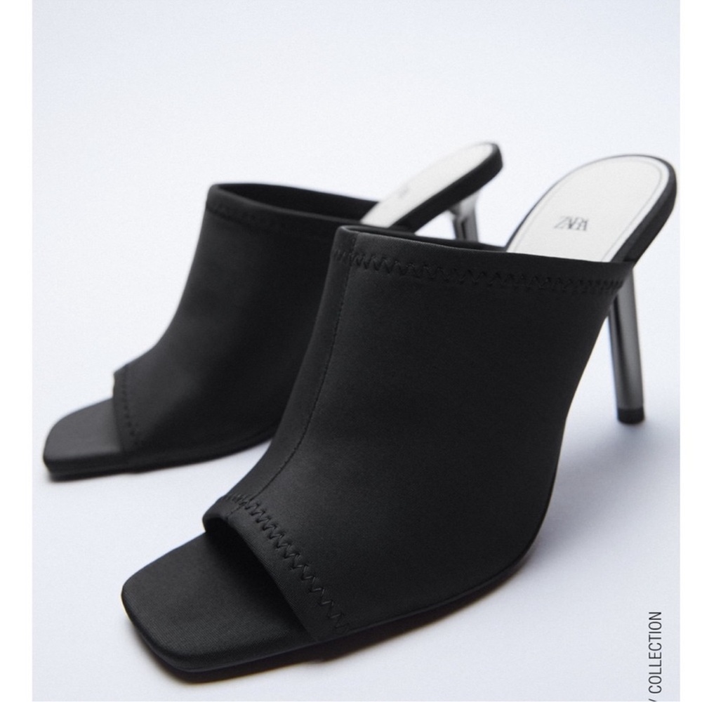 Zara Black Mules Modern Stiletto Heels